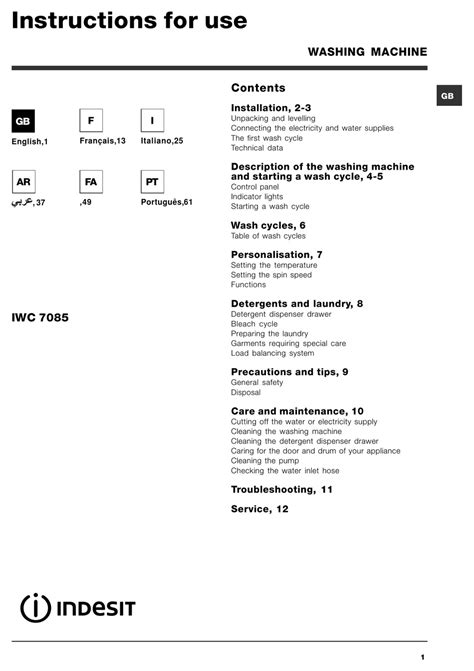 filtro antidisturbo iwc 7085|User manual Indesit IWC 7085 (English .